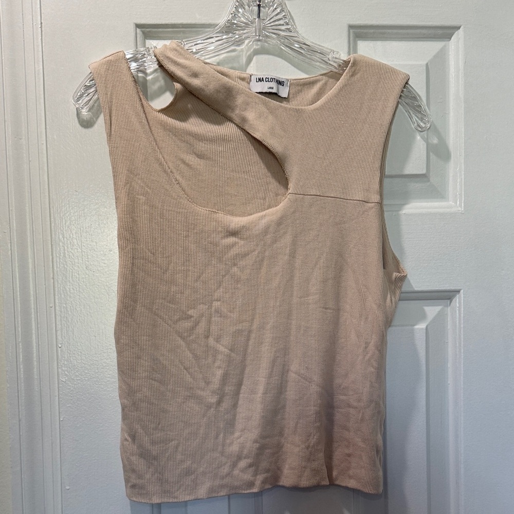 LNA Beige Cutout Tank Top